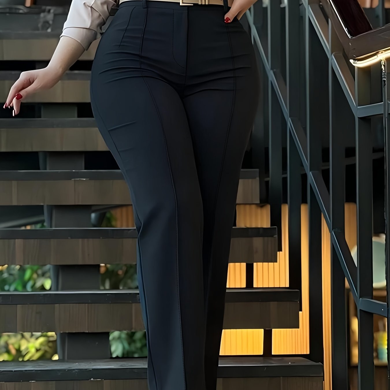 Women'S Chic Style Solid Color Suit Pants - Elegant High-Waisted, Long Trousers for a Sophisticated Look, Perfect for All Seasons